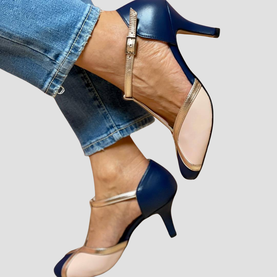 Karen – Elegant Women's Round Toe Court Shoes with T-Bar