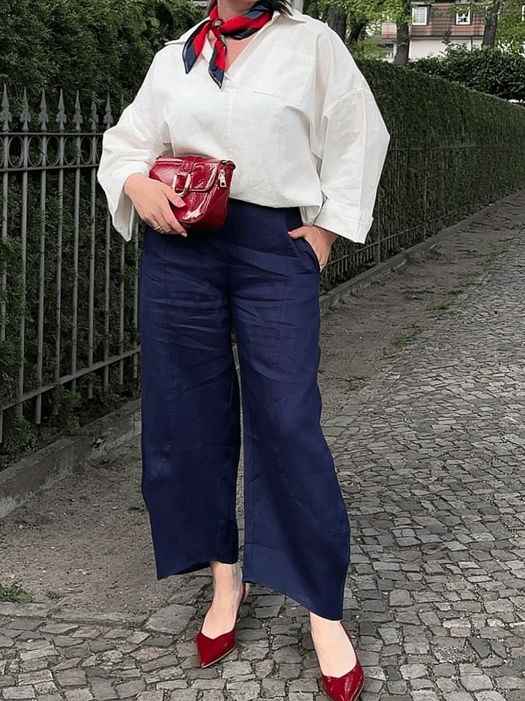 Women's Solid Linen Classic Cropped Pants