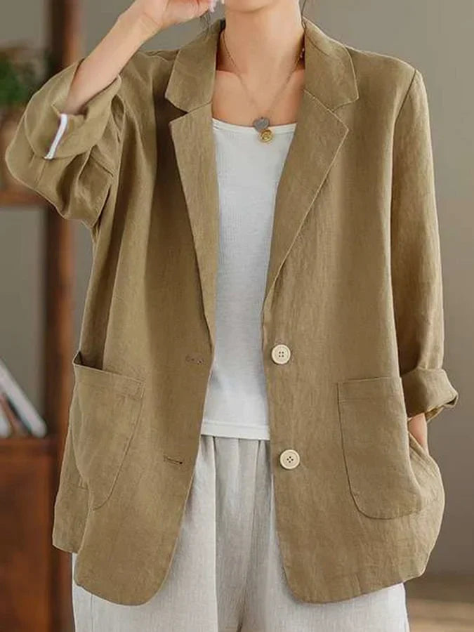 Women's Casual Solid Color Loose Lapel Single Breasted Jacket