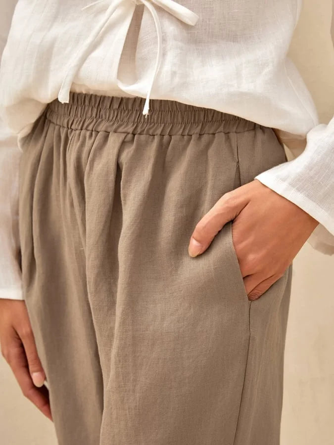 Women's Linen Casual Straight Trousers