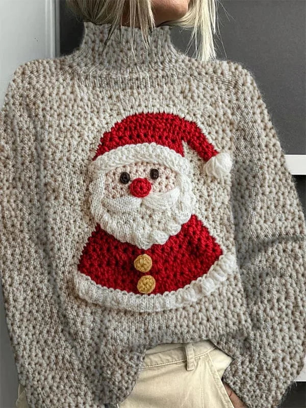 Women's Santa Claus Casual Knitted Turtleneck Sweater