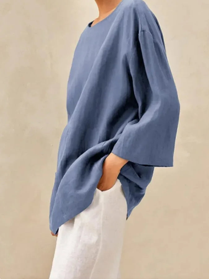 Women's Casual Cotton And Linen Shirt