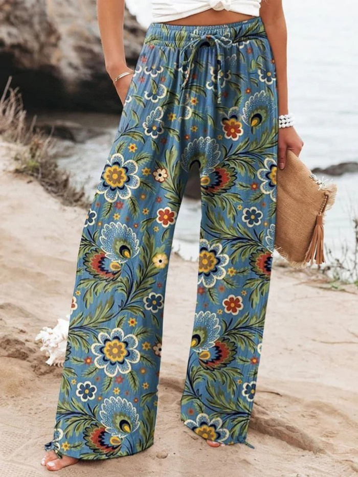 Women's Floral Art Printed Casual Pants