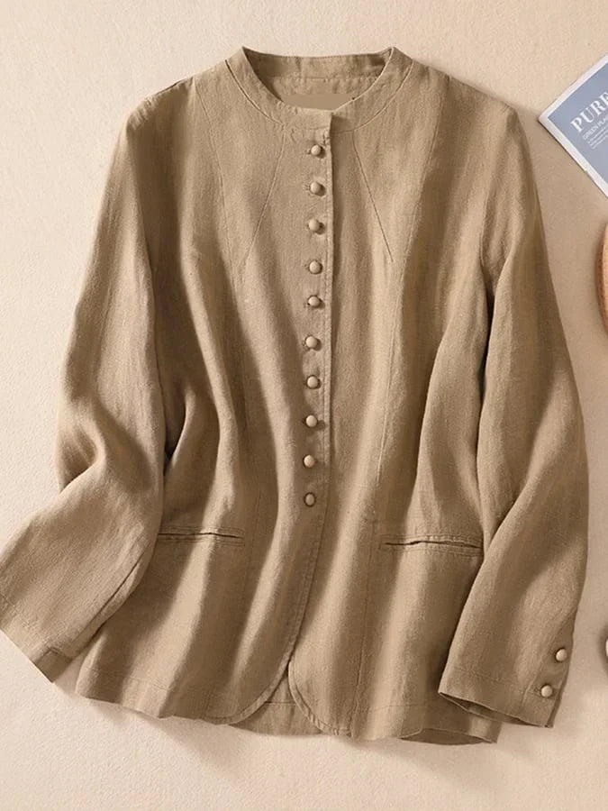 Cotton Thin Loose Mandarin Collar Casual Suit