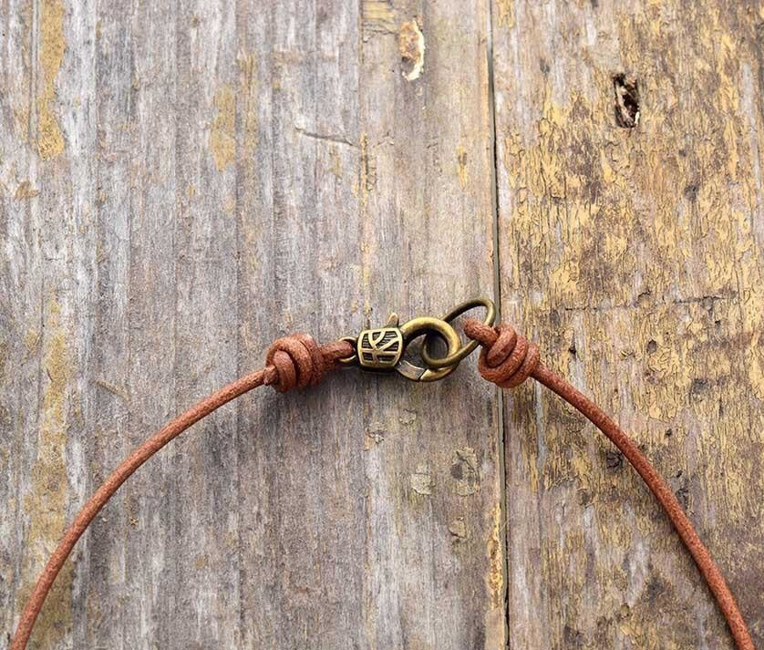 Handmade Leather & Turquoise Bead Choker Necklace