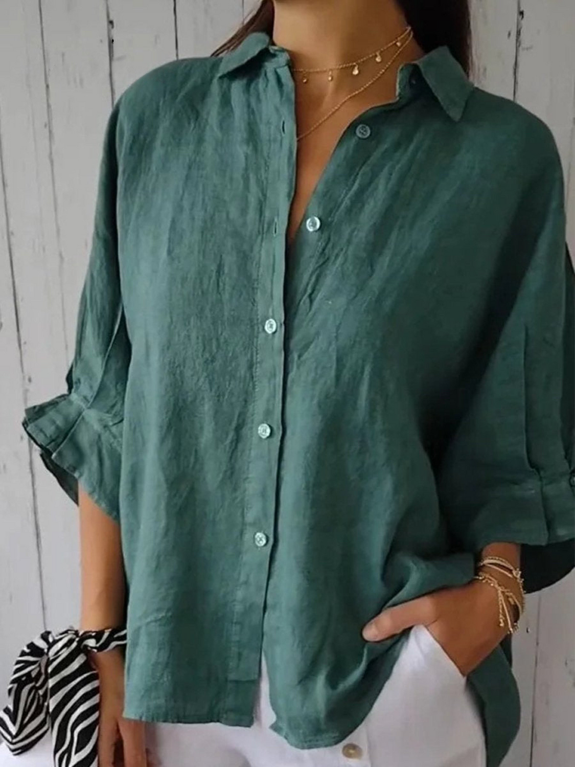 Women's   Casual Tie-back  Shirt