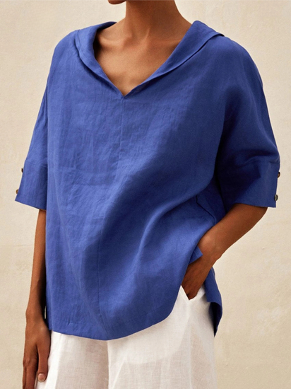 Women's Casual V-neck Linen Shirt