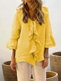 Women's Ruffles Casual 3/4 Sleeves Shirt