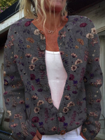 Cardigan with floral print and buttons