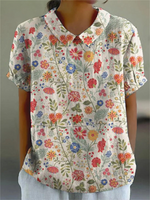 Women's  Pastoral Floral Art Print Casual  Shirt