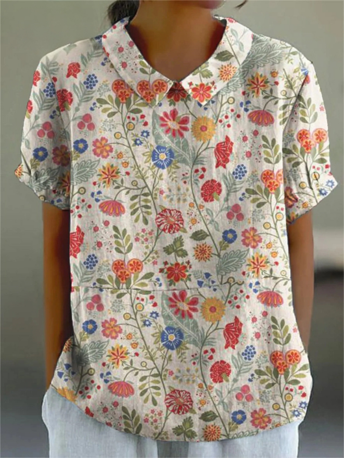 Women's  Pastoral Floral Art Print Casual  Shirt