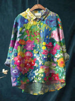 Women's Vintage Lovely Floral Art Print Casual Shirt