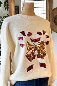 Sequined Christmas Candy Cane Sweaters
