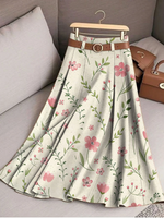 Women's Vintage Flower Art Print Cotton Skirt