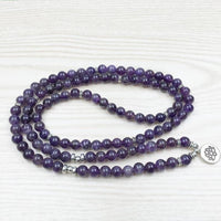 108 Natural Amethyst Stone Mala Prayer Beads Bracelet