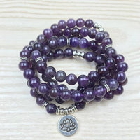 108 Natural Amethyst Stone Mala Prayer Beads Bracelet
