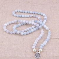 108 Natural Calcite & Pearl Mala Prayer Beads
