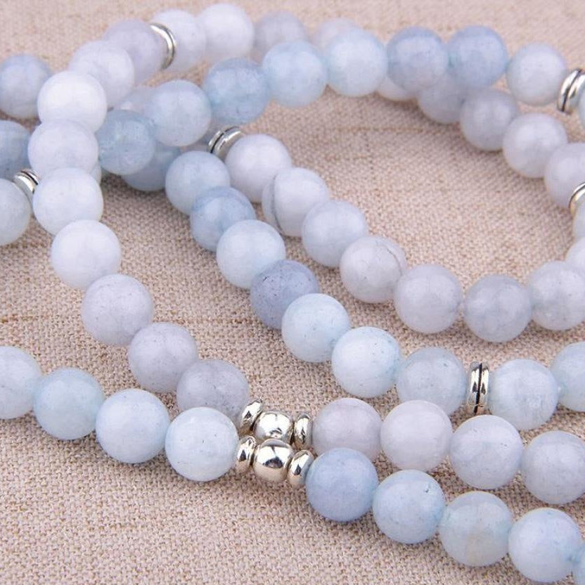 108 Natural Calcite & Pearl Mala Prayer Beads