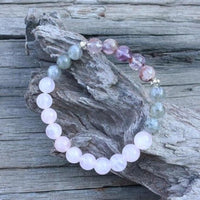 108 Natural Labradorite White Jade and Amethyst Mala Beads Necklace / Bracelet
