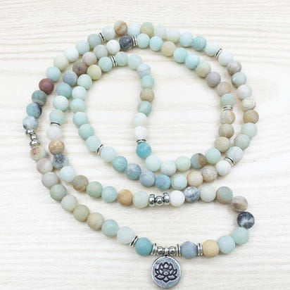 108 Natural Matte Amazonite Stone Mala Prayer Beads