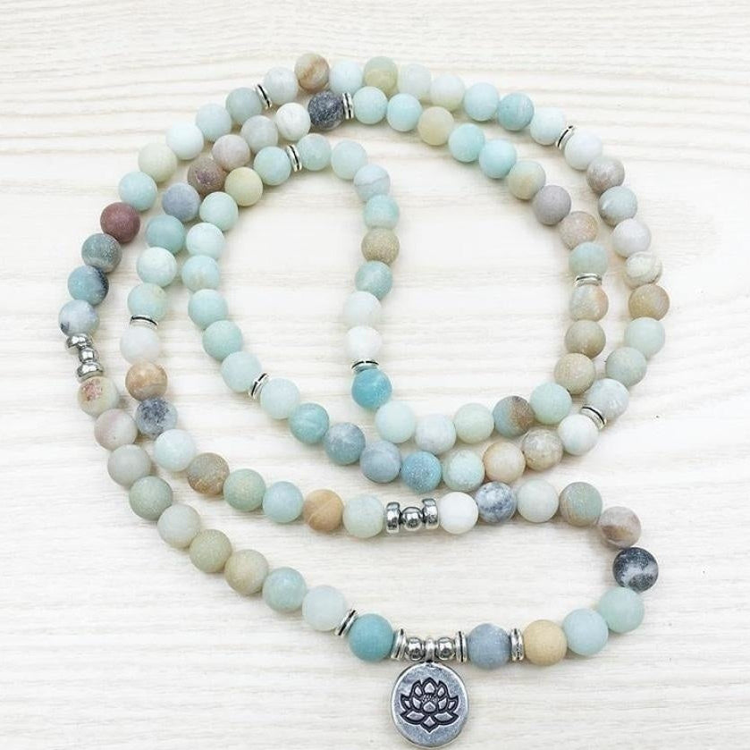 108 Natural Matte Amazonite Stone Mala Prayer Beads