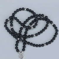 108 Natural Matte Black Onyx Mala Bead Bracelet