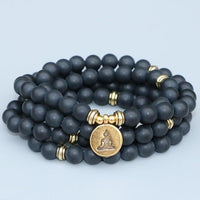 108 Natural Matte Black Onyx Mala Bead Bracelet