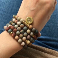 108 Natural Matte Jasper Gemstone Mala Bracelet