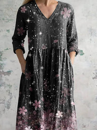 Women's Vintage Floral Print Casual Cotton Dress