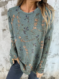 Weird Romantic Skull Pas De Deux Decorative Pattern Button Back Casual Knitted Shirt