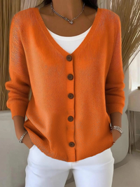 Women's Autumn Buttoned V-neck Cardigan Sweater