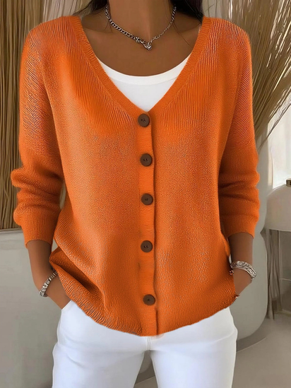 Women's Autumn Buttoned V-neck Cardigan Sweater