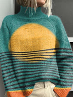 Sweater with a turtleneck with a decorative dot pattern and wavy lines