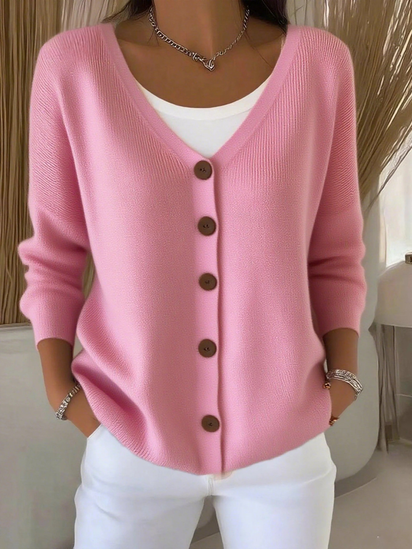 Women's Autumn Buttoned V-neck Cardigan Sweater