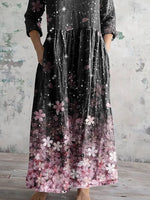 Women's Vintage Floral Print Casual Cotton Dress