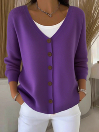 Women's Autumn Buttoned V-neck Cardigan Sweater