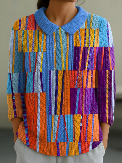 Women's Casual Peter Pan Collar 3/4 Sleeve Sweater