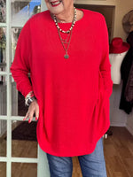 Button-back Crew Neck Top