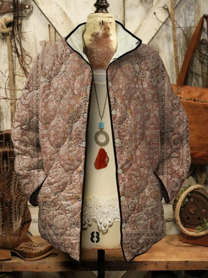 Women's Vintage Art Print Casual Long Sleeve Comfortable Cotton Shirt