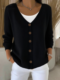 Women's Autumn Buttoned V-neck Cardigan Sweater