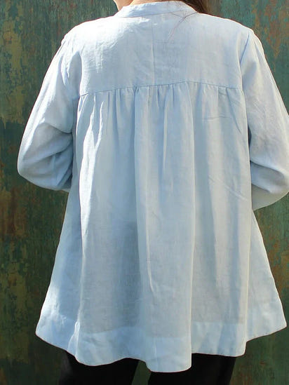 Women's Solid Color Casual Cotton And Linen Top