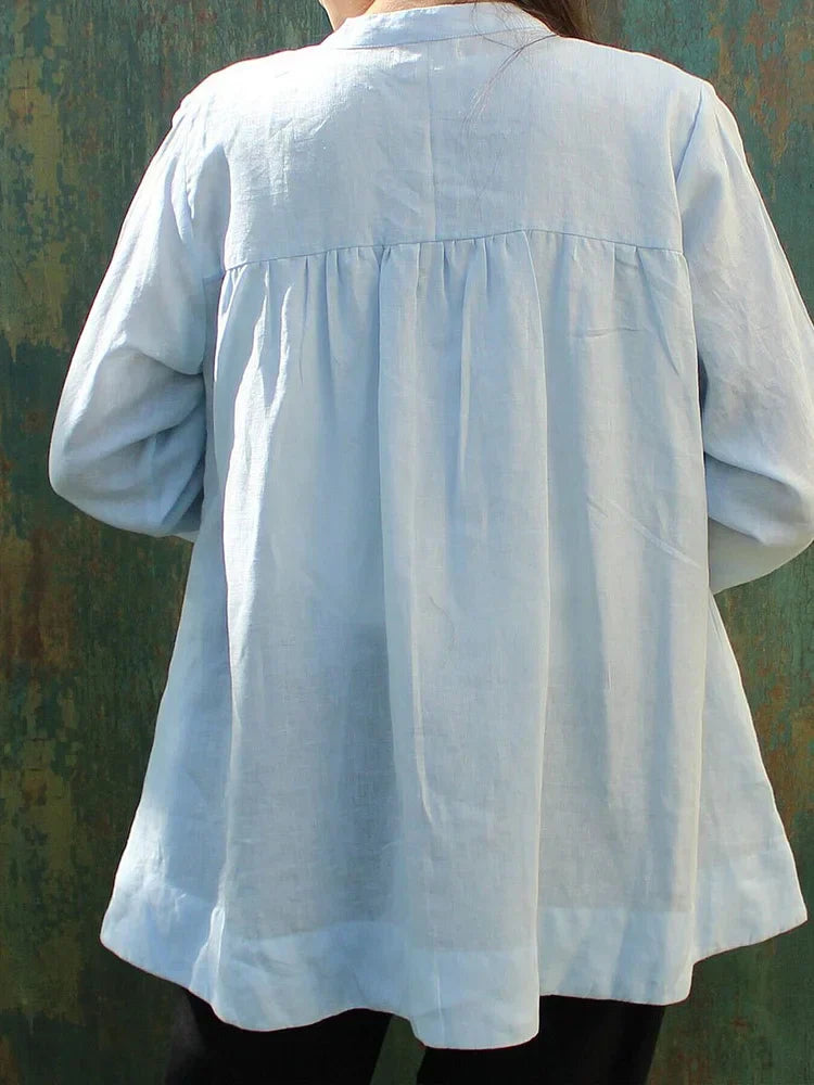 Women's Solid Color Casual Cotton And Linen Top