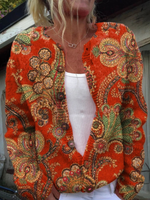 Women's Vintage Lovely Floral Art Print Buttoned Cardigan Sweater