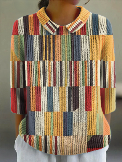 Women's Geometric Pattern Art Print Casual Pullover Sweater