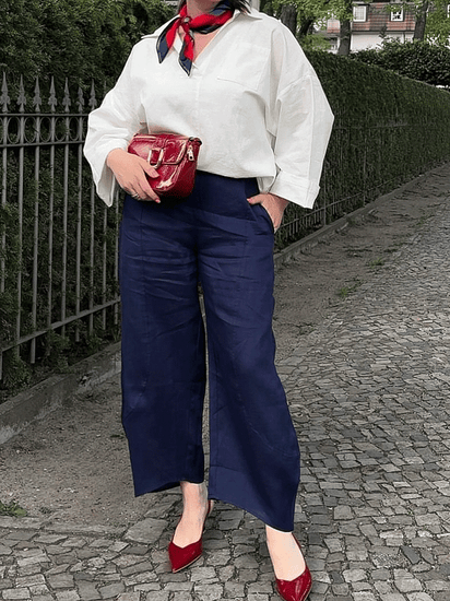 Women's Solid Linen Classic Cropped Pants