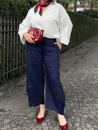 Women's Solid Linen Classic Cropped Pants