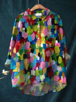 Women's Colorful Painting Art Print Casual Cotton And Linen Shirt