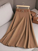 Women's Solid Color High Waist A-Line Casual Skirt