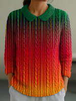 Women's Casual Peter Pan Collar 3/4 Sleeve Sweater