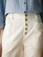 Women's Linen Simple Button Trousers